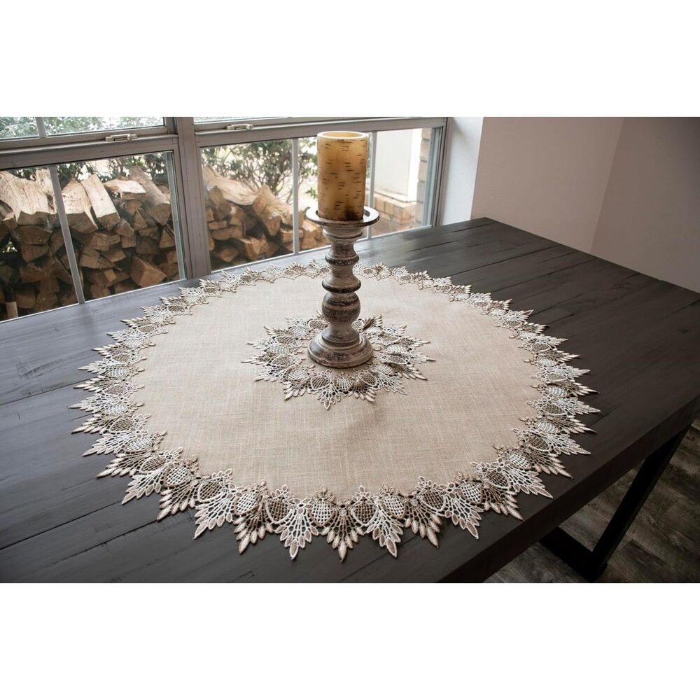 33 Inch Round Lace Table Doily - Picture 3 of 5